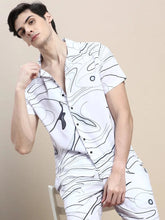 Men White Printed Casual Co ord Set-MARSHALL-1837-White